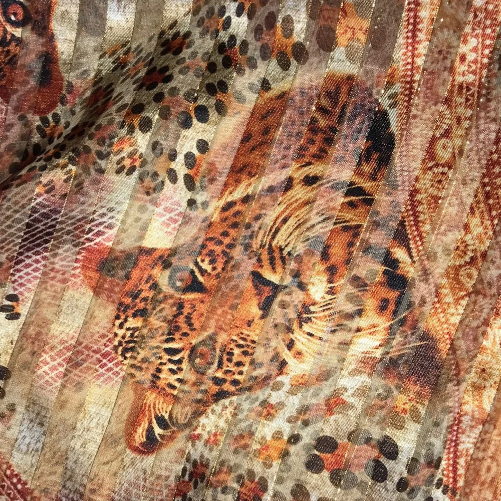 Silky Animal Print Scarf in Copper and Pink‎ Tones